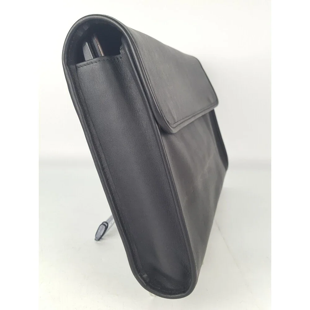 Shlesinger Style #S555D Black Leather Cowhide Underarm Flap Envelope Brief Bag